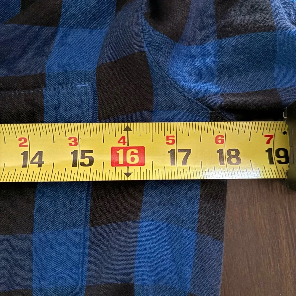 Madewell Flannel Shirt Dress - Latitude Blue Black Buffalo Plaid Size XS - Picture 12 of 12